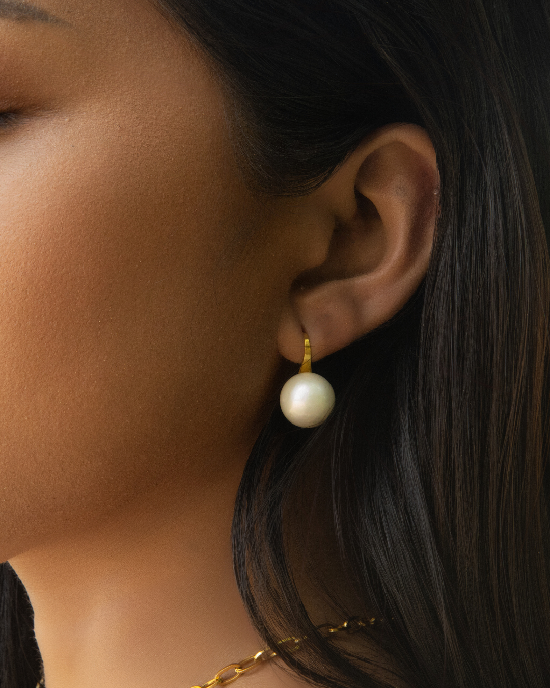 Aquapearl Agnes 14k Gold South Sea Pearl Spoon Semi Dangling Earrings