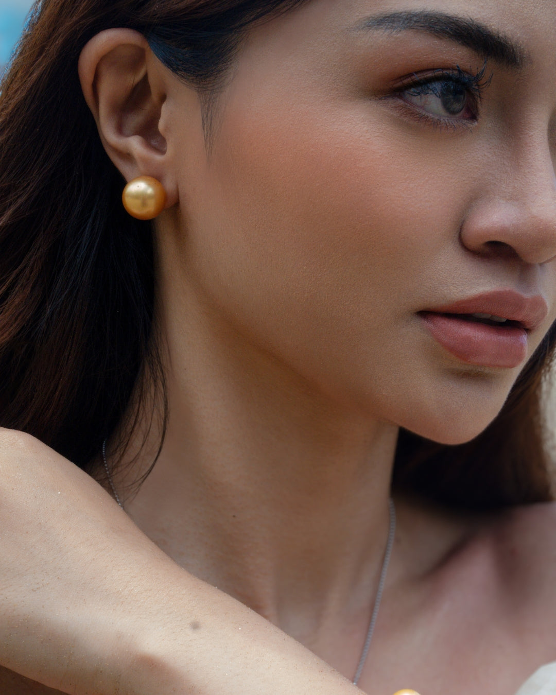 Aquapearl Azure 14k Golden South Sea Pearl Stud Earrings