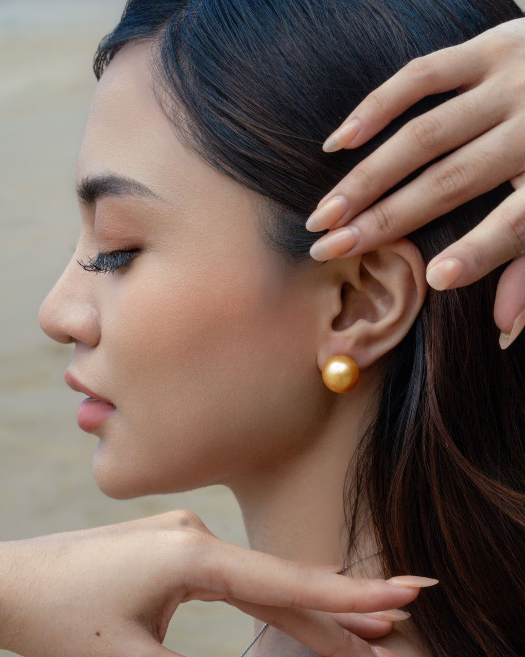 Aquapearl Azure 14k Golden South Sea Pearl Stud Earrings