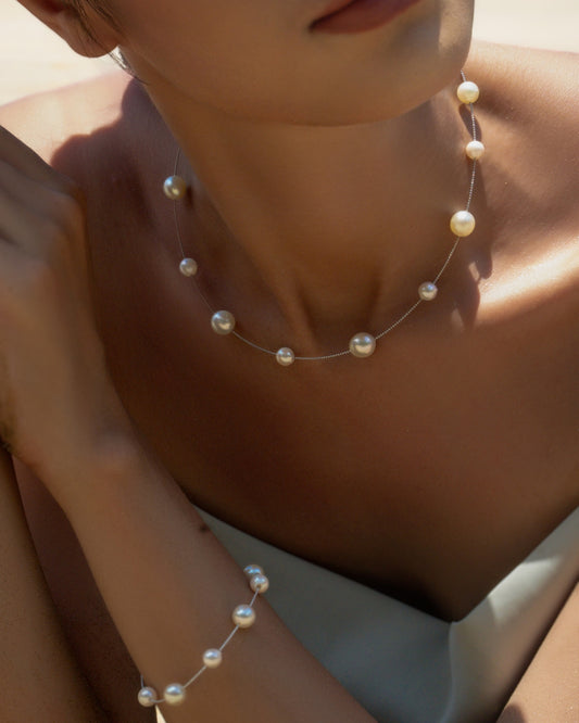 Aquapearl Alexandra 18k Gold South Sea Pearl Station Necklace